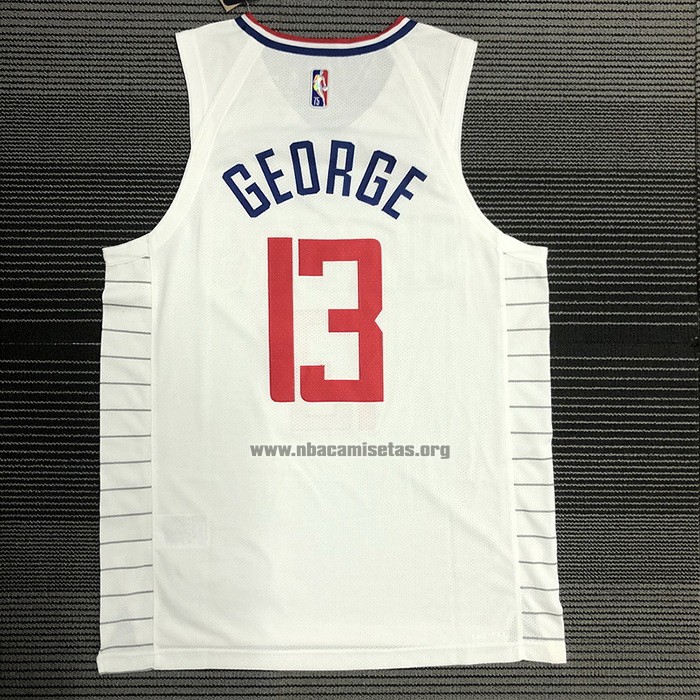 Camiseta Los Angeles Clippers Paul George NO 13 Association 2020-21 Autentico Blanco